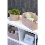 Keçe Tahta Saplı Düzenleyici Sepet -Çok Amaçlı Saklama Organizer Kutu Maxi Kahverengi 25x18x15Cm -