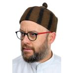 Keçe Yün Takke (Çizgili Kahverengi)