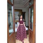 Kechi Woman Modal Kumaş Ekose Desenli Astarlı Etek, Orta Bel, Midi Boy, A Kesim - Bordo - XL