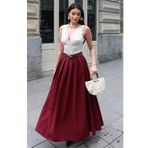 Kechi Woman Poliviskon Kumaş Kemerli Etek - Bordo - S - Model Kodu: KW2905