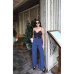 Kechi Woman Tensel Kumaş Kemerli Pantolon - Lacivert - L - Model Kodu: KW2857