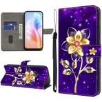 KEDBBAO Honor 200 5G için Cep Telefonu Kılıfı Kılıf Desen Kapaklı Kılıf Honor 200 için Deri Çanta Kılıf Flip Magnet Motifler Cüzdan Koruyucu Kılıf Honor 200 için Kılıflar, Altın Çiçek