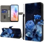 KEDBBAO Samsung Galaxy A05S için Cep Telefonu Kılıfı Kılıf Desenli Kapaklı Kılıf Galaxy A05S için Deri Çanta Kılıf Flip Magnet Motifler Cüzdan Koruyucu Kılıf Samsung A05S için Kılıflar, Mavi Gül