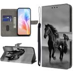 KEDBBAO Samsung Galaxy A55 5G için Cep Telefonu Kılıfı Kılıf Desen Kapaklı Kılıf Galaxy A55 5G için Deri Çanta Kılıf Flip Magnet Motifler Cüzdan Koruyucu Kılıf Samsung A55 5G için Kılıflar, Siyah At