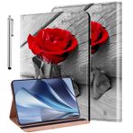 KEDBBAO Samsung Galaxy Tab A6 10.1 2016 SM-T580 T585 için kılıf Koruyucu kılıf Flip PU Deri Wallet Cover Case kalem tutuculu ve stant fonksiyonlu Galaxy Tab A 2016 kılıfı, kırmızı gül rengi