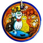 Kedi Ailesi El Yapımı Mavi Cam Nazar Boncuklu Duvar Süsü