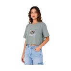Kedi Baskılı Oversize Crop Tişört Salaş Basic Yarım Kol T-Shirt - Mint Yeşili