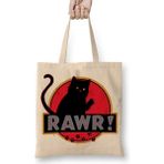 Kedi Cat Rawr Bez Çanta Uzun Saplı - Açık Bej - 40 X 40