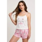 Kedi Desenli Askılı Şortlu Kadın Pijama