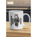 Kedi E Biz Boşuna Mı Burdayız Babayiğit Kupa - Kedi Baskılı Kupa Bardak - Kedili Kupa - Yeşil - Beyaz - 199 ml