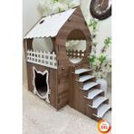 Kedi Evi 3xl, Kahverengi Beyaz, Merdivenli, Iki Katlı Mdf 91×92×52 cm - Seçenek 1