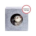Kedi Evi Yuvası Keçe Açık Gri 3mm Kaliteli Keçe 32x32x32 Cm A5 acik-gri