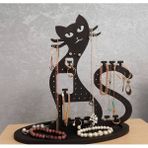 Kedi Figürlü Ahşap Takı ve Küpe Standı, Şık ve Modern Tasarım