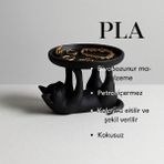 Kedi Figürlü Takı ve Makyaj Düzenleyici, Pla Malzeme, Siyah, Minimal Organizer - Ahşap