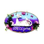 Kedi Figürlü Welcome Yazılı El Yapımı Kapı Süsü - Renkli