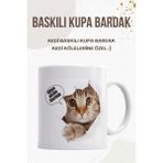 Kedi Kölelerine Özel - Kedi Baskılı Kupa Bardak - Kedili Kupa Bardak - Beyaz - 199 ml