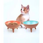 KEDİ KÖPEK MAMA SU KABI 2 Lİ AYAKLI SIRLI ÇÖMLEK