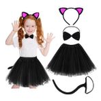 Kedi Kulak Taç Etek Kuyruk ve Papyon 4 lü Set Çocuk Pembe
