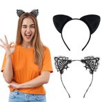 Kedi kulakları alın bandı, 2 adet kedi saç bandı, saç takısı, kedi saç bandı, saç takısı, kız çocukları ve kadınlar için, kostüm, parti dekorasyonu