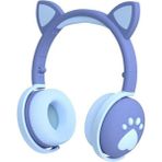 Kedi Kulaklı Kulaklık LED Işıklı Mikronlu Hafıza Kartı/aux Girişli Kablosuz Bluetooth Kedi Kulaklık Bk1 - Açık Mavi