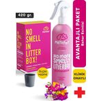 Kedi Kumu Koku Giderici Set, Kokusuz Kedi Kumu için Aktif Karbon (420 gr) ve Bahar Esanslı Sprey