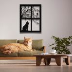 Kedi Metal Duvar Dekoru, Ev Dekorasyonu, Oturma Odası İçin Metal Duvar Sanatı, Metal Duvar Sanatı Dekoru, Duvar Tabelası, Oturma Odası için Siyah Kedi Duvar Asması, Pencereden Dışarı Bakan Kedi Metal