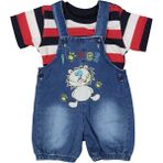 Kedi Nakışlı Jeans Bahçivan Tulum - 9 Ay
