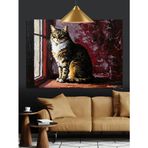 Kedi Pencere Kenarı Duruşu Dekoratif Kanvas - Mdf Ahşap Tablo