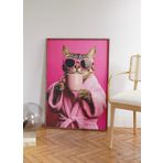 Kedi Posteri - 30x40 cm - Retro Tarz Çerçeveli Duvar Tablosu - Dekoratif Baskı