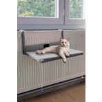 Kedi Radyatör Yatağı Gri Kalorifer Petek Üstü Askılı Polar Peluş Kedi Hamak