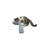 Kedi Sarılma Yastığı Uyku Oyuncağı - Otlu, 30 Cm Peluş (Gri)
