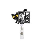 Kedi Tarama Siyah Glitter Geri Çekilebilir Rozet Makarası Kimlik Klipsli İsim Etiketi Kartı Komik Kedi Hemşireler için Hediye Ofis İşçisi Kedi Severler X-Ray Ortopedi Hemşirelik Öğrenci Timsah Klipsi