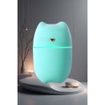 Kedi Tasarımlı LED Hava - Oda- Araç Nemlendirici Buhar Makinesi Sessiz Aroma Difüzör Çok Fonksiyonlu - Yeşil