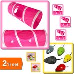 Kedi Tüneli 25x55 Cm + Çek Bırak Kedi Oyuncağı - 2li Set V6F8D3
