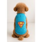 Kedi ve Köpek Kıyafeti & Elbisesi - Turkuaz Superman Atlet - XL