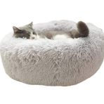 Kedi ve Köpek Yatağı Yuvarlak Donut Pet Yatak Köpek Yatakları, Kendinden Isınma Kapalı Yuvarlak Yastık Sarılma Çıkarılabilir Ve Yıkanabilir Köpek Yatağı(Light Gray,Diameter 50cm)