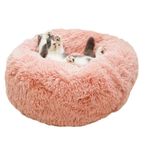 Kedi ve Köpek Yatağı Yuvarlak Donut Pet Yatak Köpek Yatakları, Kendinden Isınma Kapalı Yuvarlak Yastık Sarılma Çıkarılabilir Ve Yıkanabilir Köpek Yatağı(Pink,Diameter 70cm)