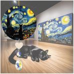 Kedi Yıldızlı Gece Van Gogh Kara Kedi Vitray Güneşçi Kristal Süslemeli Gökkuşağı Maker Pencere için, Kedi Kaybı için Kedi Anma Hediyeleri, Kedi Anne Hediyeleri, Kedi Severler için Kedi Sempati
