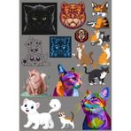 Kediler Sticker Set 7 16 Parça Telefon, Tablet, Defter, Laptop Sticker