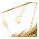 Kedili Ay Gümüş Kolye - Renk: Gold (Rose)