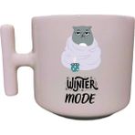 Kedili Winter Mode Yazılı Krem Rengi Eğlenceli Esprili Özel Tasarım T Kupa Bardak Latte Bardağı - 300 cc