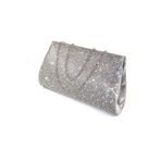 KEEBA Taşlı gümüş abiye çanta. Clutch gümüş taşlı gece çantası. Abiye çanta gümüş. Gümüş abiye çantası.