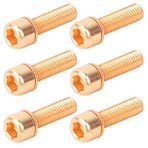 Keenso M5 Bisiklet Vidaları, 6 Adet M5*18 mm Titanyum Kaplama Renkli Vidalar Yükseltici Vidalar Bisiklet Direksiyon Gidon Parçaları (Altın)