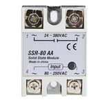 Keenso SSR-80AA yük gerilimi 24-380VAC giriş gerilimi 80-250VAC 80A çıkış akımı Tek fazlı yarı iletken röle SSR modülü Endüstriyel otomasyon prosesleri için