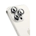 KeepHone Apple iPhone 15 Pro ve iPhone 15 Pro Max ile Uyumlu Kamera Koruma, Parlak Simli Gömülü Taşlı Lens Koruyucu Cam, Gri