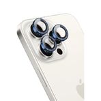 KeepHone Apple iPhone 15 Pro ve iPhone 15 Pro Max ile Uyumlu Kamera Koruma, Parlak Simli Gömülü Taşlı Lens Koruyucu Cam, Mavi