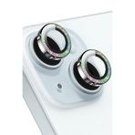KeepHone Apple iPhone 15 ve iPhone 15 Plus ile Uyumlu Kamera Koruma, Parlak Simli Gömülü Taşlı Lens Koruyucu Cam, Çok Renkli