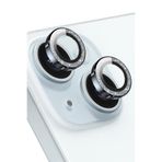 KeepHone Apple iPhone 15 ve iPhone 15 Plus ile Uyumlu Kamera Koruma, Parlak Simli Gömülü Taşlı Lens Koruyucu Cam, Mavi