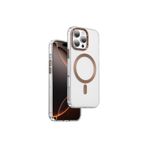 KeepHone Apple iPhone 16 Pro Max ile Uyumlu Dazzle Pro Mat Şeffaf MagSafe Kılıf, Metalik Detaylı, Altın