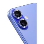 KeepHone Apple iPhone 16 ve iPhone 16 Plus ile Uyumlu Kamera Koruma, Parlak Simli Gömülü Taşlı Lens Koruyucu Cam, Mavi